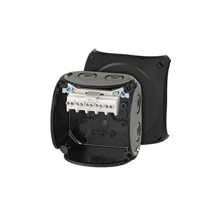 Produktfoto 1 von HENSEL KF 0202 B Polycarbonat Anschlussbox Schwarz IP66 5 IEC, UL, DE, CSA Breite 93mm Höhe 93 mm Länge 62 mm