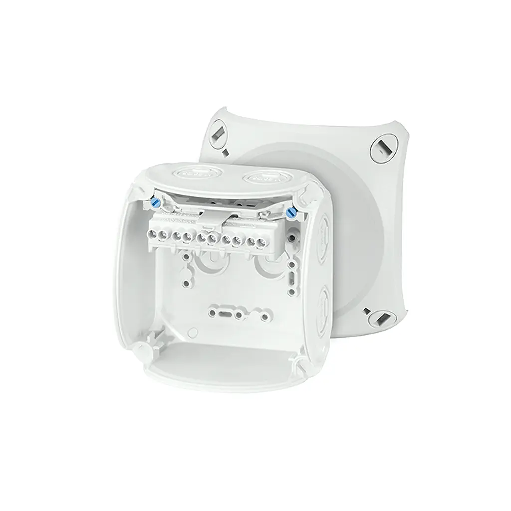 Produktfoto 1 von HENSEL KF 0404 G Polycarbonat Anschlussbox Grau IP66 5 CSA, DE, UL, IEC Breite 104 mm Höhe 104 mm Länge 70 mm