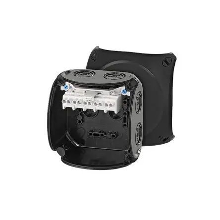 Produktfoto 1 von HENSEL KF 0404 B Polycarbonat Anschlussbox Schwarz IP66 5 CSA, UL, DE, IEC Breite 104mm Höhe 104 mm Länge 70 mm