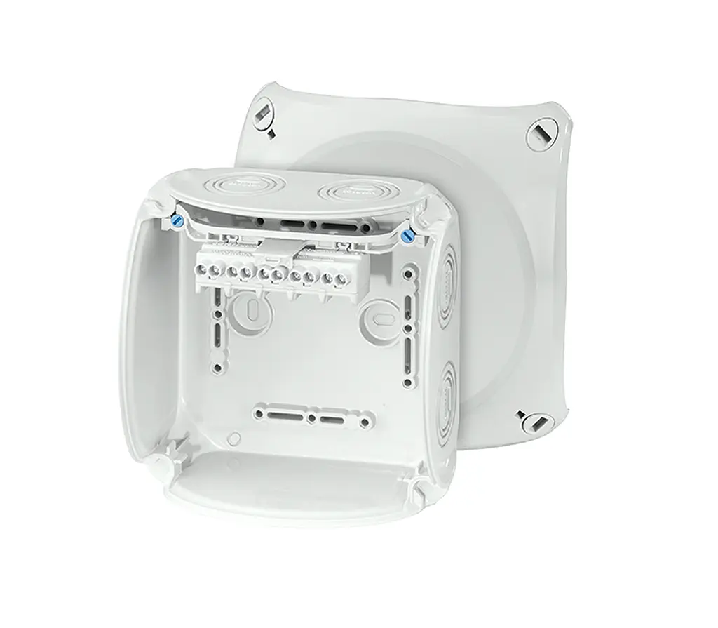 Produktfoto 1 von HENSEL KF Polycarbonat Anschlussbox Grau IP66 5 Breite 130 mm Höhe 130 mm Länge 77 mm