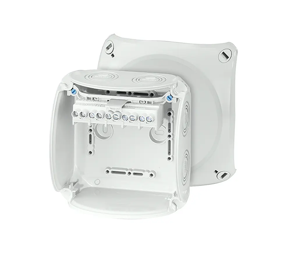 Produktfoto 1 von HENSEL KF Polycarbonat Anschlussbox Grau IP40 5 Breite 130 mm Höhe 130 mm Länge 77 mm