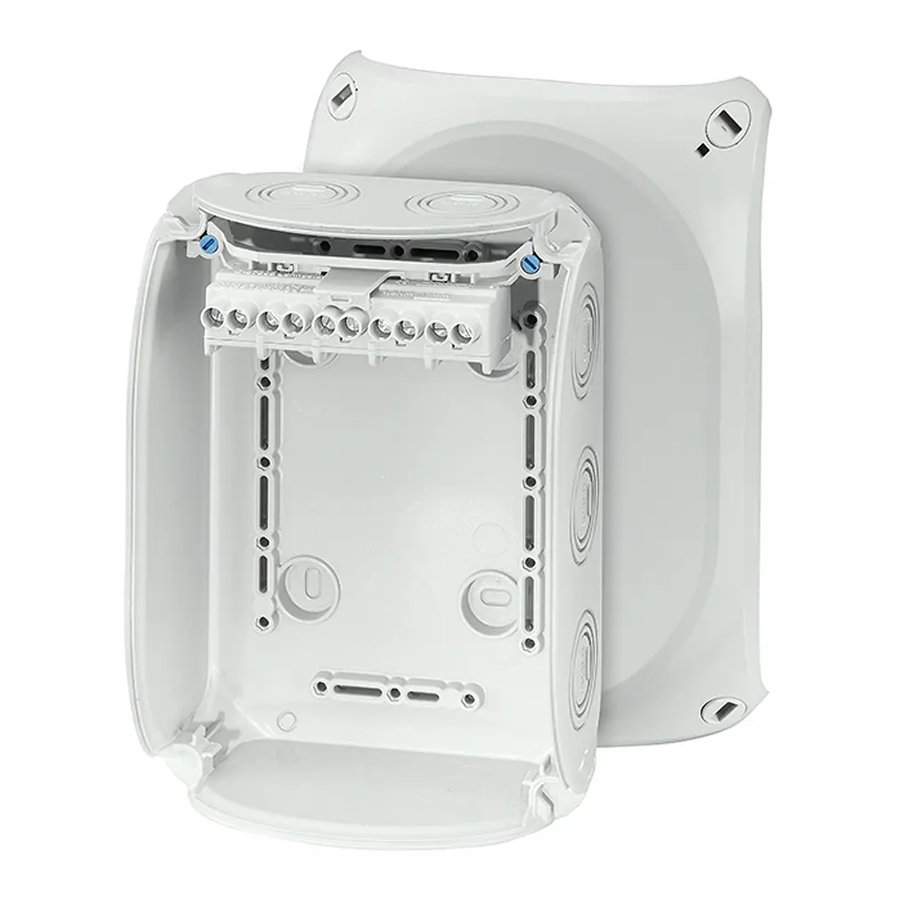 Produktfoto 1 von HENSEL KF Polycarbonat Anschlussbox Grau IP66 5 Breite 130 mm Höhe 130 mm Länge 77 mm