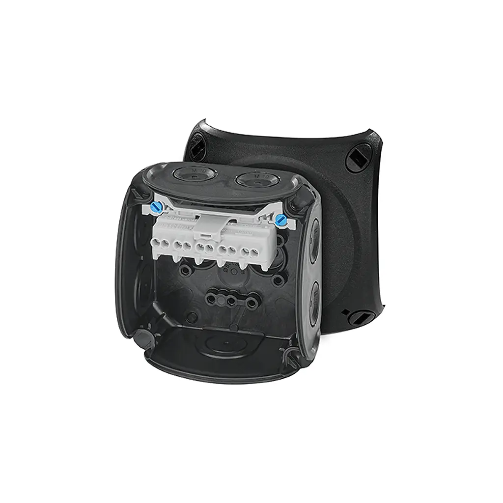 Produktfoto 1 von HENSEL DK Polypropylen Anschlussbox Schwarz IP66 5 Breite 93 mm Höhe 93 mm Länge 62 mm