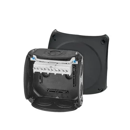 Produktfoto 1 von HENSEL DK Polypropylen Anschlussbox Schwarz IP66 5 Breite 130mm Höhe 130 mm Länge 77 mm