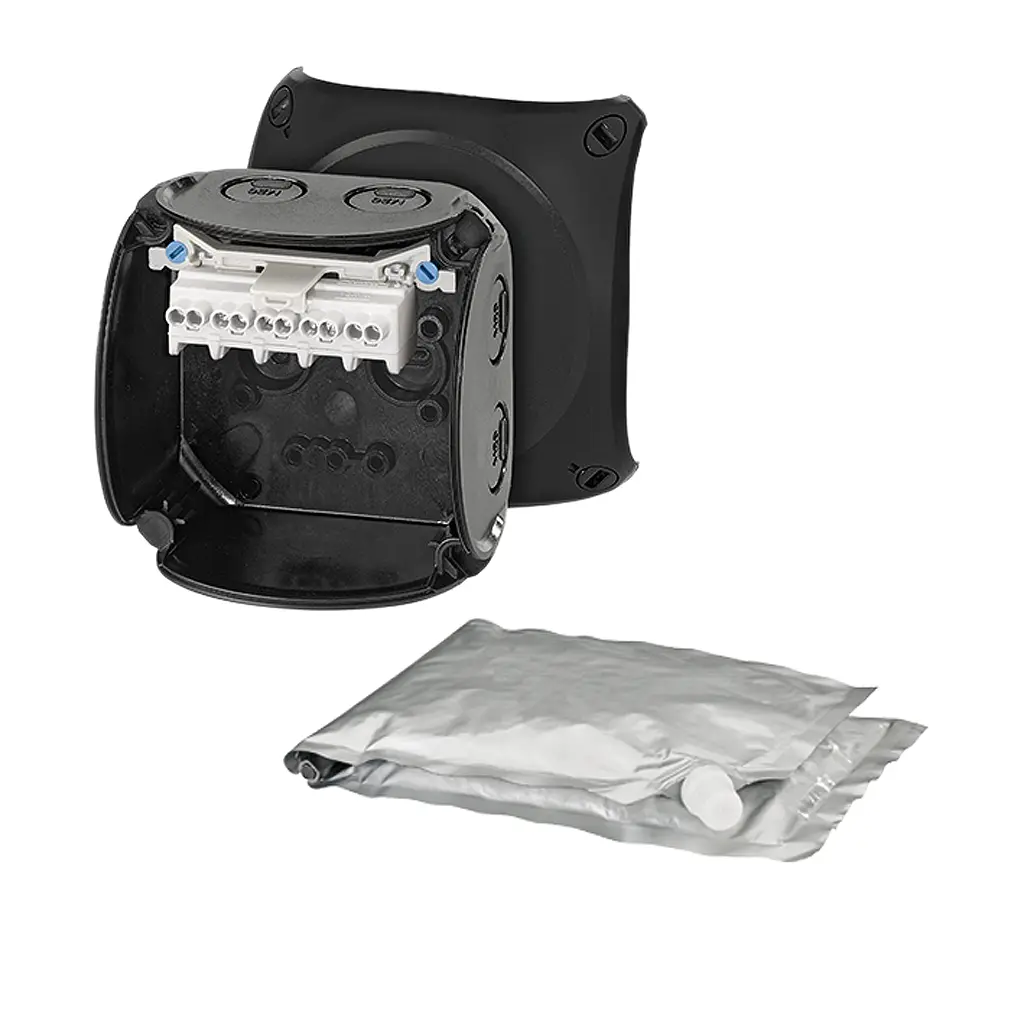 Produktfoto 1 von HENSEL WP Polycarbonat Anschlussbox Schwarz IP68 5 Breite 93 mm Höhe 93 mm Länge 62 mm