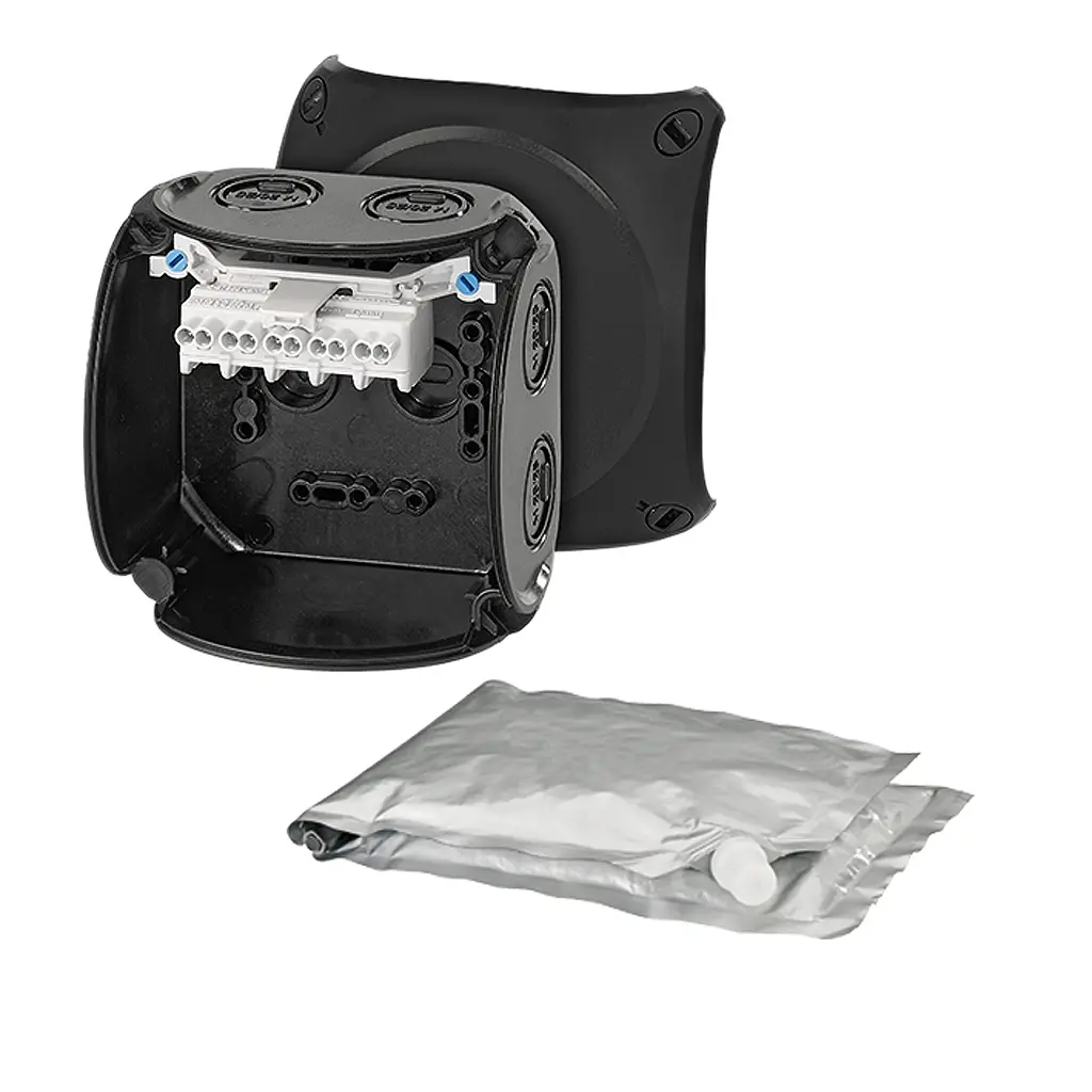 Produktfoto 1 von HENSEL WP 0402 B Polycarbonat Anschlussbox Schwarz IP68 5 Breite 93 mm Höhe 93 mm Länge 62 mm