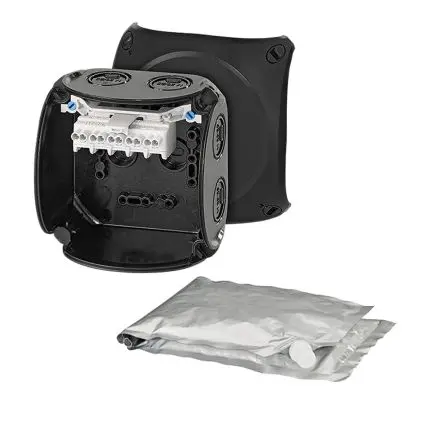 Produktfoto 1 von HENSEL WP 0402 B Polycarbonat Anschlussbox Schwarz IP68 5 Breite 93mm Höhe 93 mm Länge 62 mm