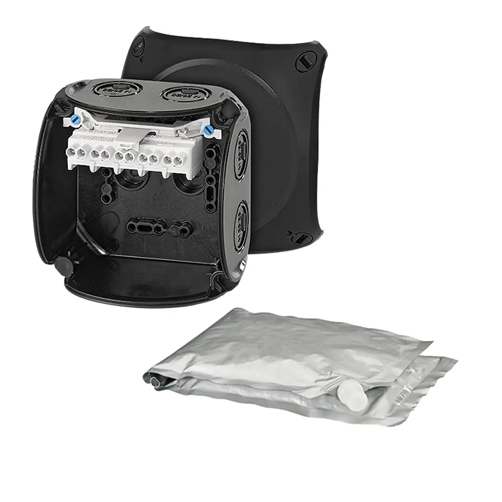 Produktfoto 1 von HENSEL WP Polycarbonat Anschlussbox Schwarz IP68 5 Breite 104 mm Höhe 104 mm Länge 70 mm