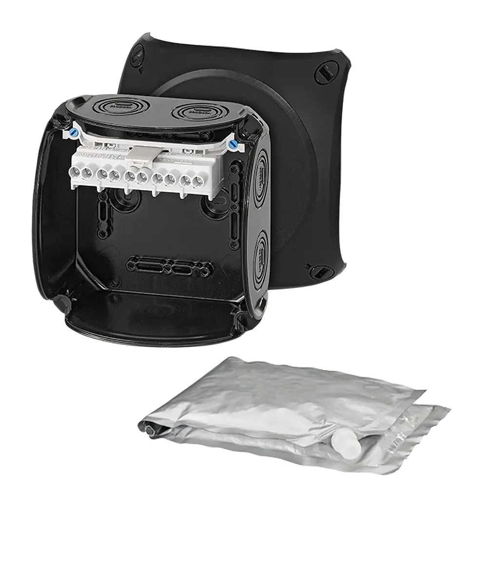 Produktfoto 1 von HENSEL WP 0606 B Polycarbonat Anschlussbox Schwarz IP68 5 Breite 130 mm Höhe 130 mm Länge 77 mm