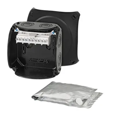 Produktfoto 1 von HENSEL WP 0606 B Polycarbonat Anschlussbox Schwarz IP68 5 Breite 130mm Höhe 130 mm Länge 77 mm
