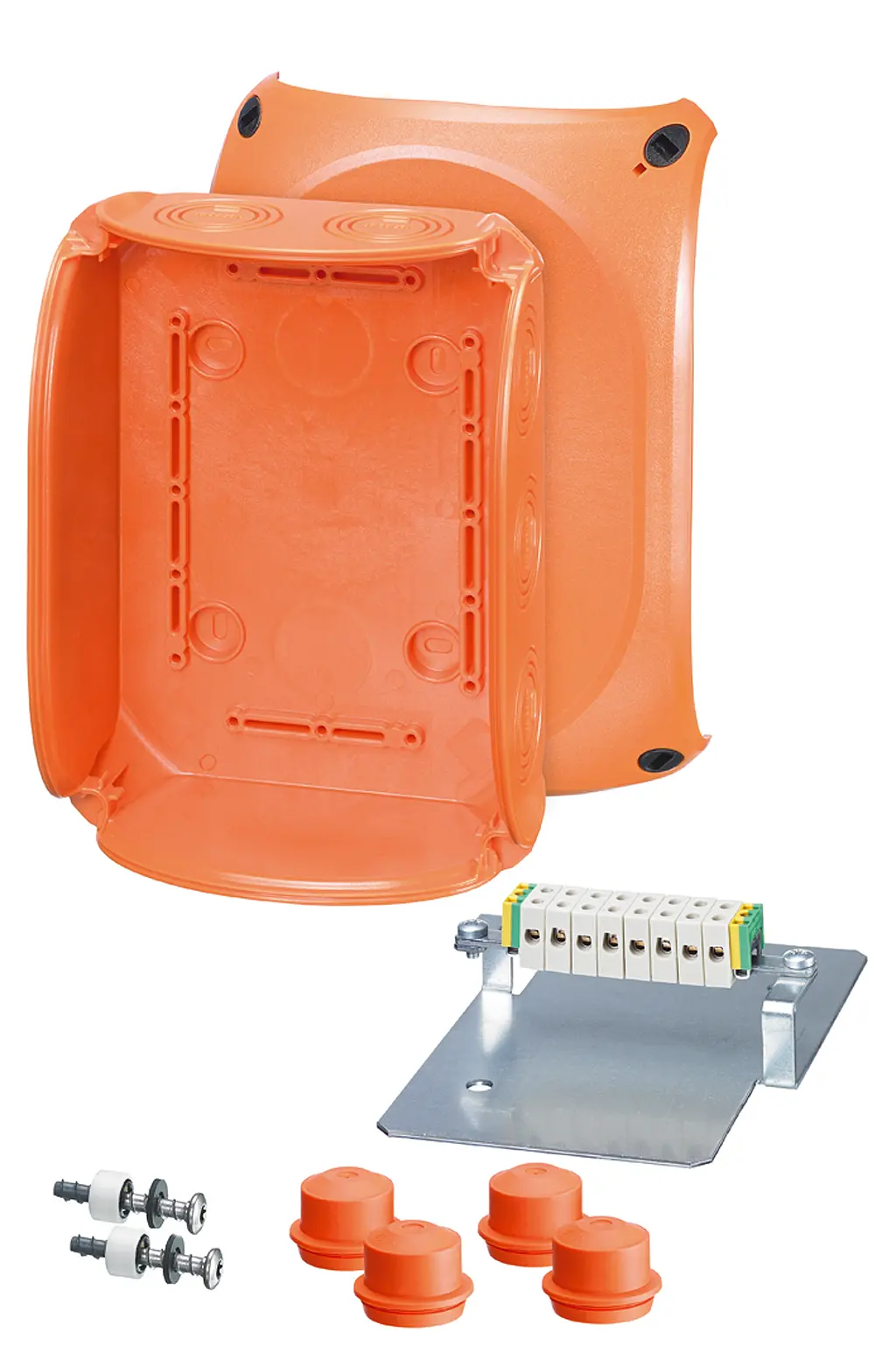 Produktfoto 1 von HENSEL FK Polycarbonat Anschlussbox Orange IP55 10, Ø 17 mm DIN 4102-12 Breite 210 mm Höhe 155 mm Länge 92 mm