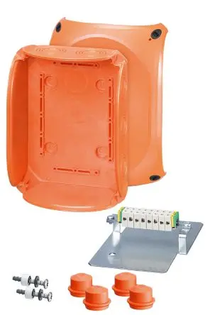 Produktfoto 1 von HENSEL FK Polycarbonat Anschlussbox Orange IP66 10, Ø 17 mm DIN 4102-12 Breite 210mm Höhe 155 mm Länge 92 mm
