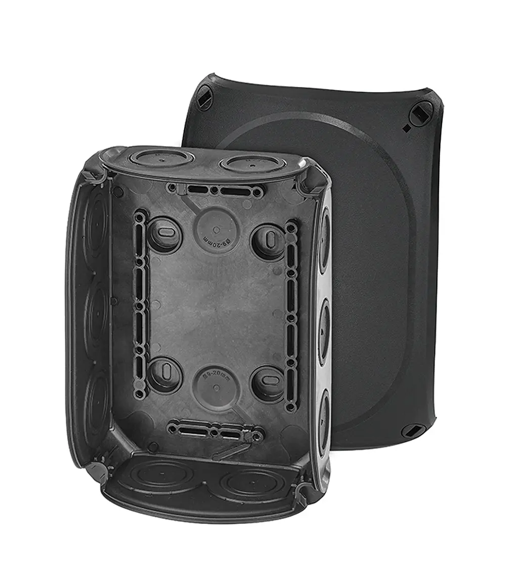 Produktfoto 1 von HENSEL DK Polypropylen Anschlussbox Schwarz IP66 0 Breite 180 mm Höhe 130 mm Länge 77 mm
