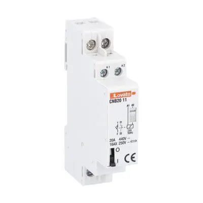 Produktfoto 1 von Lovato CNB2011024 Relais mit Verriegelung 24V Spule 1-poliger Umschalter DIN-Hutschiene 20A 18 W