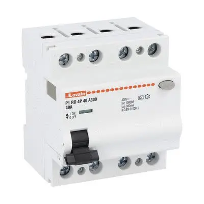 Produktfoto 1 von Lovato P1RD Kompaktschutzschalter, 4-polig, 40A, 300 mA Typ A P1RD4P RoHS, IECENBS 610081