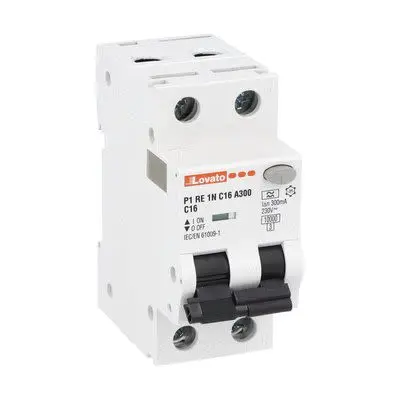 Produktfoto 1 von Lovato P1RE1NC P1RE FI/LS-Schalter (RCBO) 16A, 1-polig Typ A, Empfindlichkeit 300 mA
