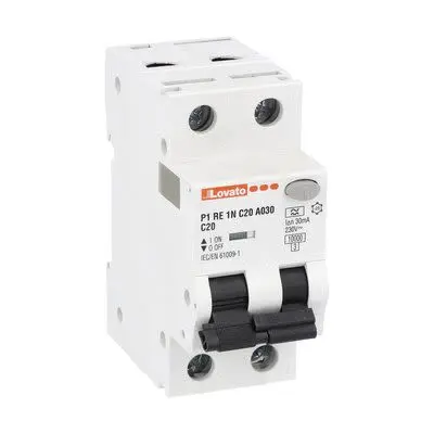 Produktfoto 1 von Lovato P1RE1NC P1RE FI/LS-Schalter (RCBO) 20A, 1-polig Typ A, Empfindlichkeit 30 mA
