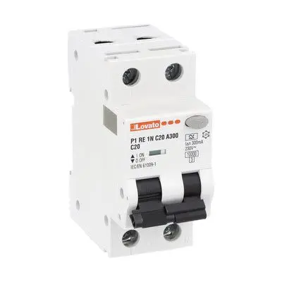 Produktfoto 1 von Lovato P1RE1NC P1RE FI/LS-Schalter (RCBO) 20A, 1-polig Typ A, Empfindlichkeit 300 mA