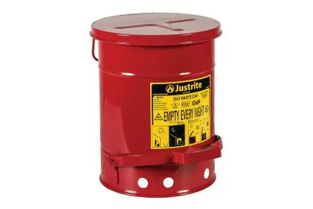 Produktfoto 1 von Justrite Oily Waste Cans 900 Justrite flammable waste can Stahl Entflammbare Abfalltonne 23L Rot mit Klapp T 30 cm H.