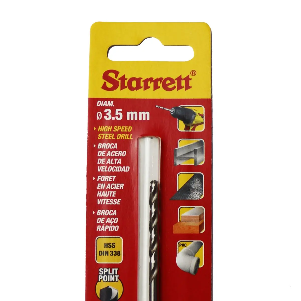 Produktfoto 1 von Starrett KBAR HSS Spiralbohrer 3.5mm x 70 mm, Anschliffwinkel 130°