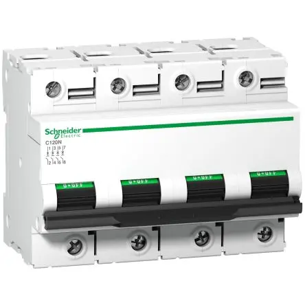 Produktfoto 1 von Schneider Electric Acti9 C120 Miniaturüberlastschalter C-Kurve, Pol 4-polig 125A 440V ac, Abschaltvermögen 10000 kA