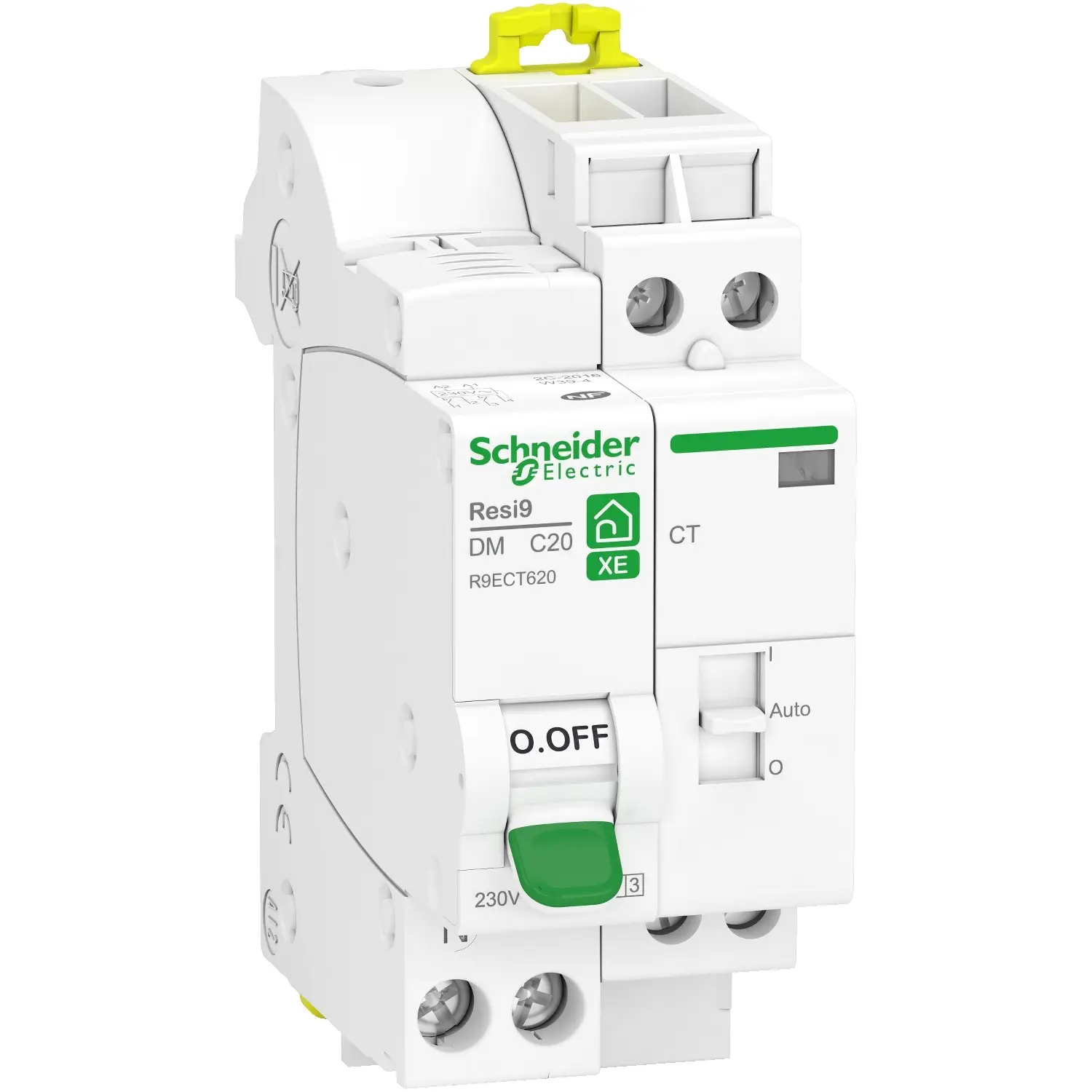 Produktfoto 1 von Schneider Electric R9E Schutzschalter, Pol 1-polig 20 A 250 V ac, Abschaltvermögen 3000 A Resi9