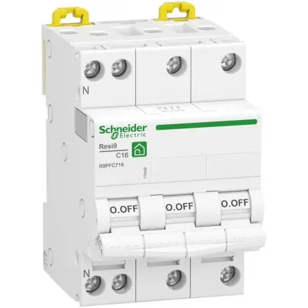 Produktfoto 1 von Schneider Electric Resi9 Miniaturüberlastschalter C-Kurve, Pol 3-polig 16A 400V ac, Abschaltvermögen 3000 A Resi9