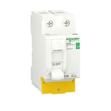 Produktfoto 1 von Schneider Electric Resi9 FI-Schutzschalter, 2-polig, 63A, 30 mA Typ A Resi9 EN/IEC 61008