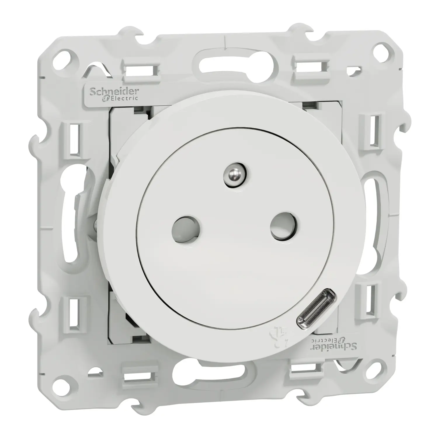 Produktfoto 1 von Schneider Electric Steckdose Französisch 2P Einbaumontage 1-fach Weiß, 2-polig / 16A
