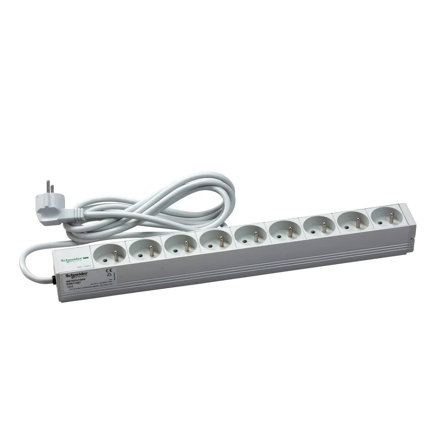 Produktfoto 1 von Schneider Electric Actassi 2P + E Steckdoseneinheit, 9-fach 16A, 3m Kabel, 230 V
