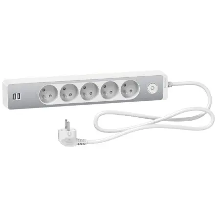 Produktfoto 1 von Schneider Electric Französisch 2P Mehrfachsteckdose, 5-fach, 1.5m Kabel, 250 V, / 16A