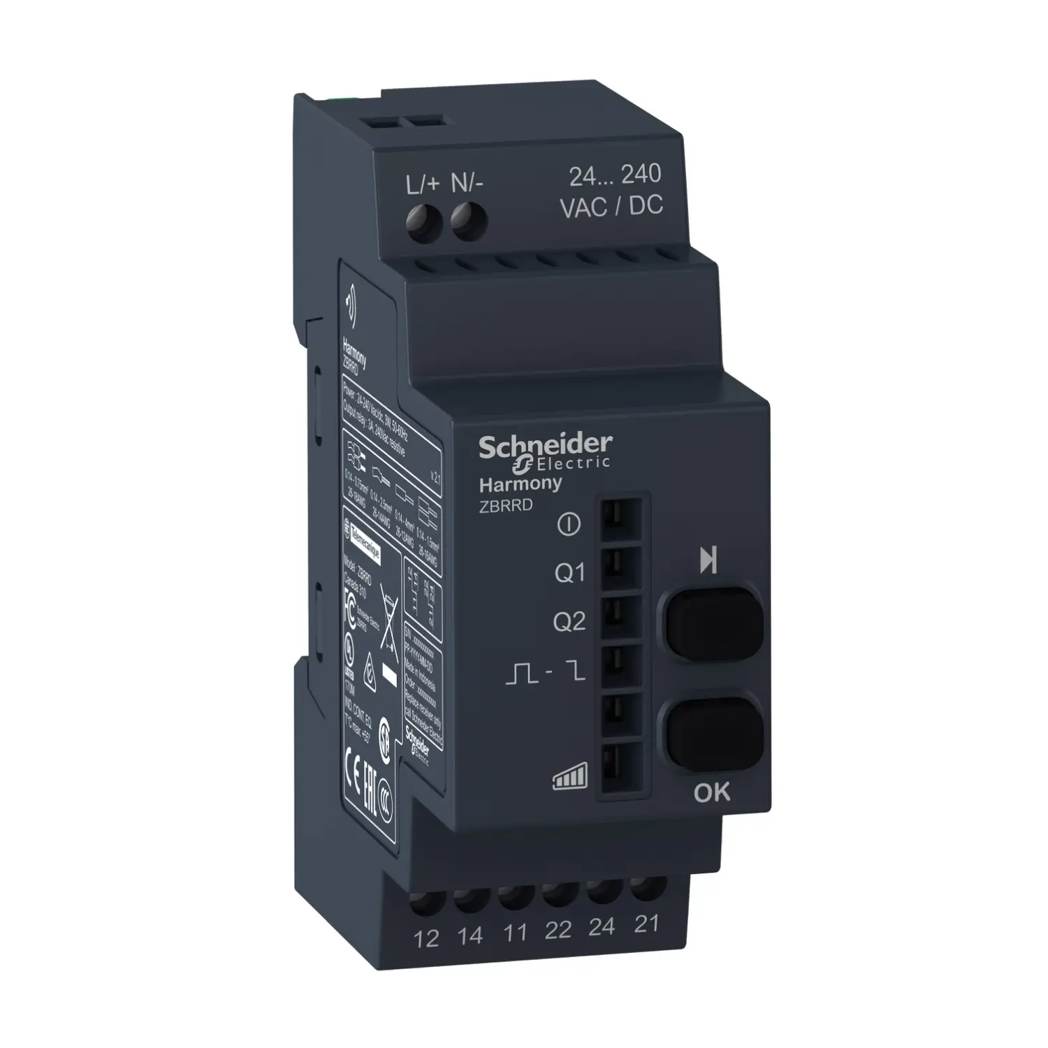 Produktfoto 1 von Schneider Electric Harmony Halbleiter-Interfacerelais, 5 mA max., DIN-Schienen 24 V AC/DC min. / 250 V AC/DC max.