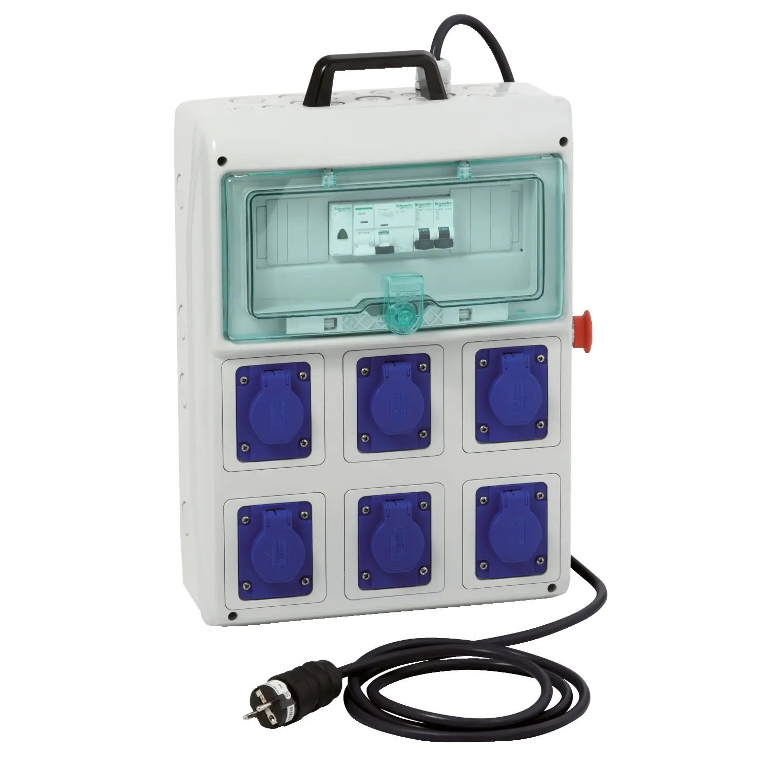 Produktfoto 1 von Schneider Electric Kaedra Steckdosenverteiler Stecker, Buchse Hellgrau 2P + E, 230 V / 16A, SMD IP44