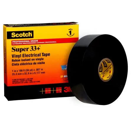 Produktfoto 1 von 3M Scotch Vinyl Electrical Tape Super Polyvinylchlorid Isolierband Schwarz, Stärke 0.178 mm x 25.4mm x 33 m, -18 °C