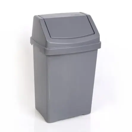 Produktfoto 1 von Robert Scott 25 Litre Swing Bin Polypropylen Mülleimer 25L Silber mit Schwenken T 340 mm H. 530 mm B. 335mm Schließer