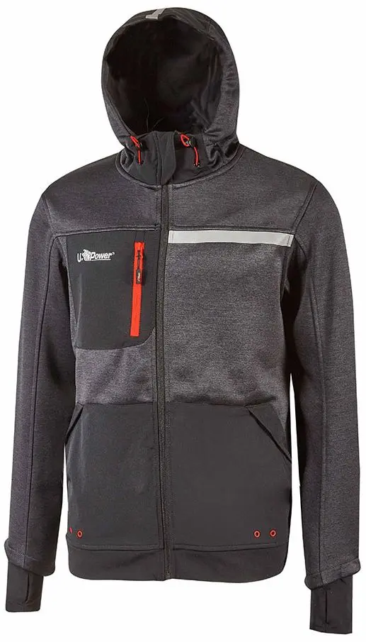 Produktfoto 1 von UPower Galaxy Unisex Sweatshirt, 100 % Polyester Grau Reißverschluss, Größe XL