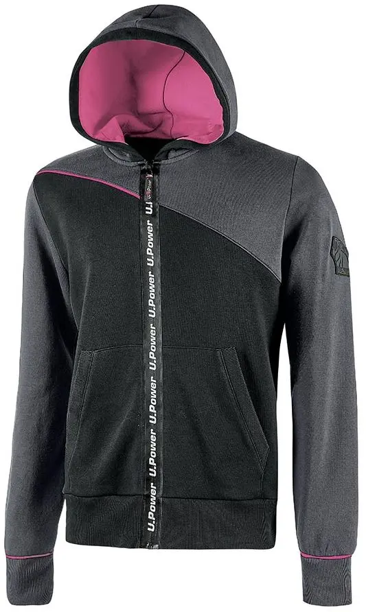 Produktfoto 1 von UPower Jupiter Damen Sweatshirt, 35 % Polyester, 65 % Baumwolle Grau Reißverschluss, Größe XS