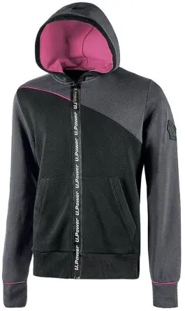 Produktfoto 1 von UPower Jupiter Damen Sweatshirt, 35 % Polyester, 65 % Baumwolle Grau Reißverschluss, Größe XS