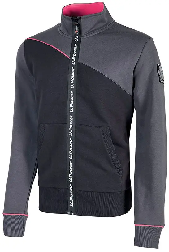 Produktfoto 1 von UPower URANUS Damen Sweatshirt, 65 % Polyester, 35 % Baumwolle Grau Reißverschluss, Größe 3XL