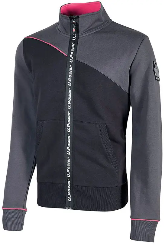 Produktfoto 1 von UPower URANUS Damen Sweatshirt, 65 % Polyester, 35 % Baumwolle Grau Reißverschluss, Größe XL
