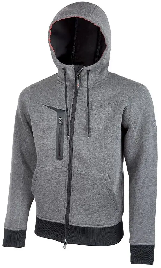 UPower TASTY Herren Fleece-Jacke, 67 % Polyester, 5 % Elasthan, 28 % Viskose, Grau Reißverschluss, Größe L