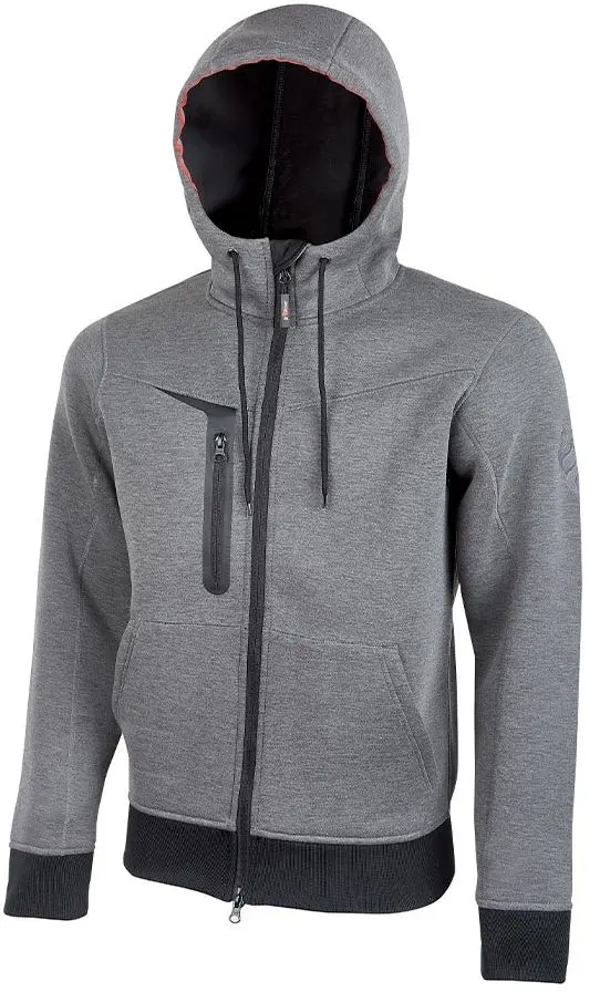 UPower TASTY Herren Fleece-Jacke, 28 % Viskose, 5 % Elasthan, 67 % Polyester Grau Reißverschluss, Größe M