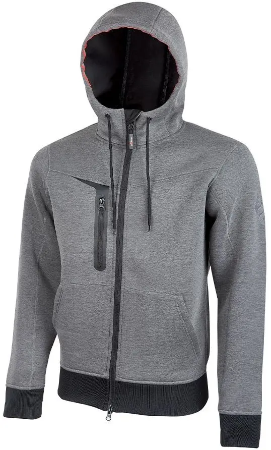 UPower TASTY Herren Fleece-Jacke, 28 % Viskose, 5 % Elasthan, 67 % Polyester Grau Reißverschluss, Größe S