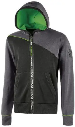 Produktfoto 1 von UPower Jupiter Herren Sweatshirt, 35 % Polyester, 65 % Baumwolle Grau Reißverschluss, Größe 3XL