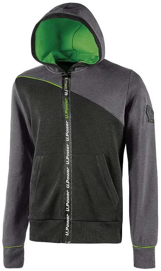 Produktfoto 1 von UPower Jupiter Herren Sweatshirt, 35 % Polyester, 65 % Baumwolle Grau Reißverschluss, Größe L