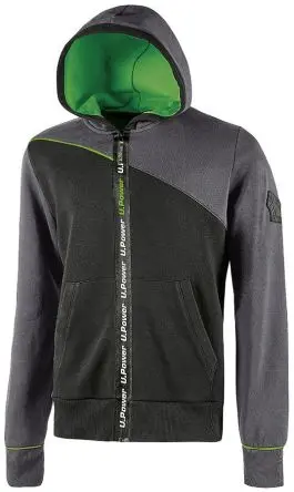 Produktfoto 1 von UPower Jupiter Herren Sweatshirt, 35 % Polyester, 65 % Baumwolle Grau Reißverschluss, Größe L