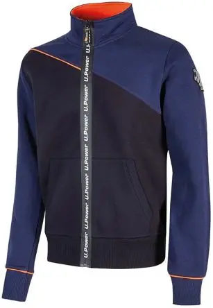 Produktfoto 1 von UPower URANUS Unisex Sweatshirt, 35 % Polyester, 65 % Baumwolle Blau Reißverschluss, Größe S