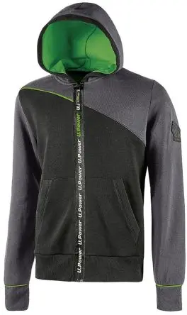 Produktfoto 1 von UPower Jupiter Herren Sweatshirt, 35 % Polyester, 65 % Baumwolle Grau Reißverschluss, Größe M