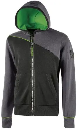 Produktfoto 1 von UPower Jupiter Herren Sweatshirt, 35 % Polyester, 65 % Baumwolle Grau Reißverschluss, Größe S