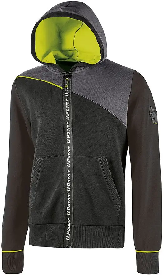 Produktfoto 1 von UPower Jupiter Herren Sweatshirt, 35 % Polyester, 65 % Baumwolle Schwarz Reißverschluss, Größe 2XL